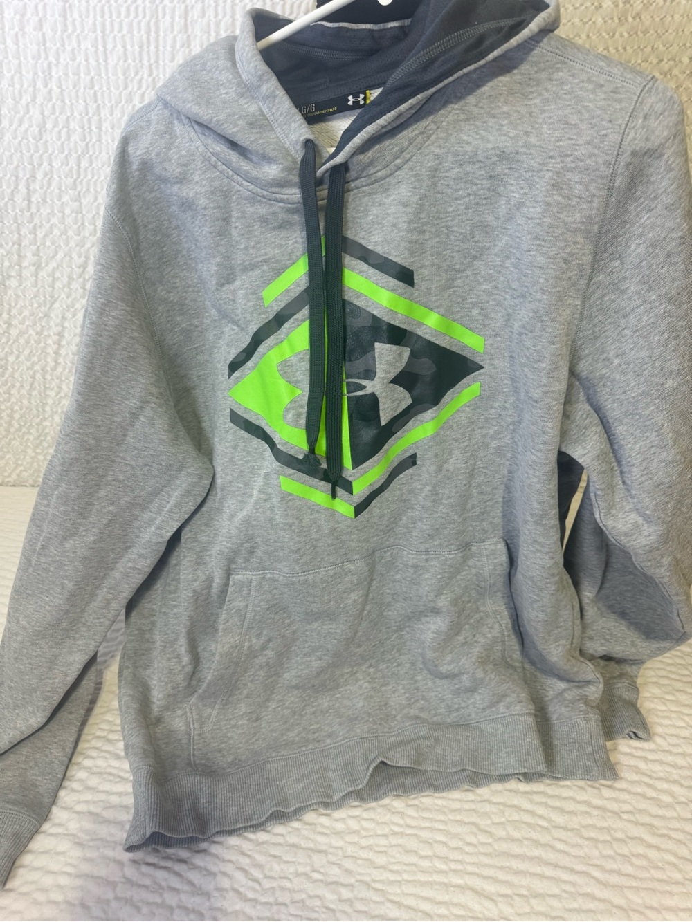 LG Black and Gray Fleece-Lined Hoodie with Yellow Accent